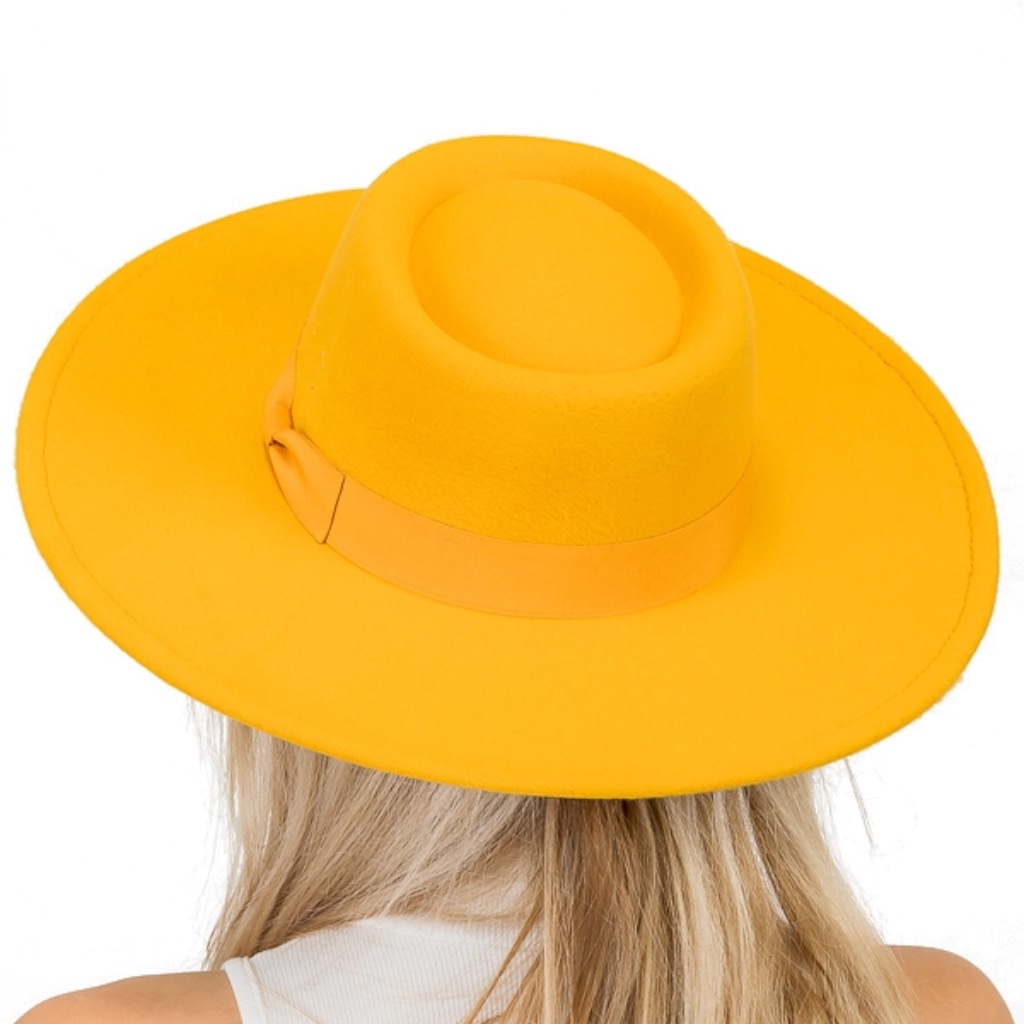 Gold Mustard Bolero Rancher Big Brim Fedora Hat